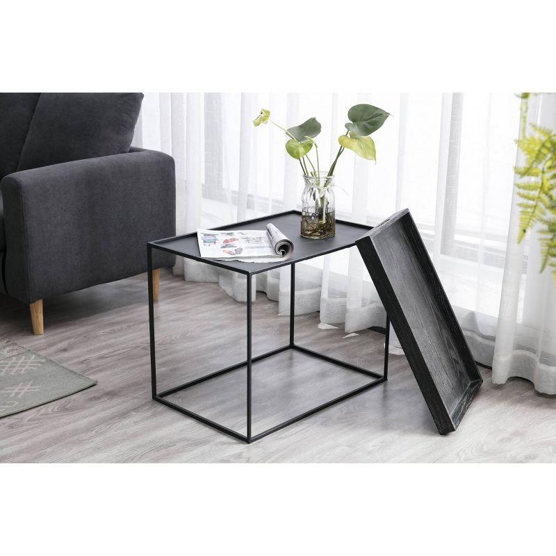 Burnham Home Highlands End Table Dark Gray - Boraam: Removable Tray Top, Metal Base, No Assembly Required