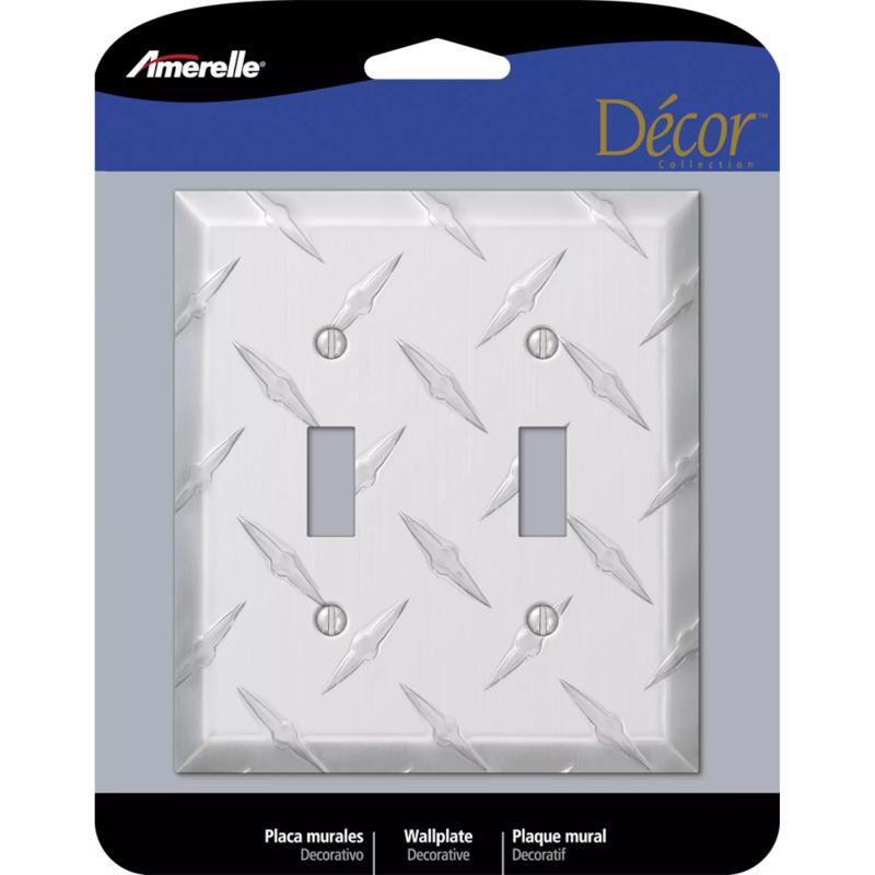 Silver Diamond Plate 2-Gang Aluminum Toggle Wall Plate