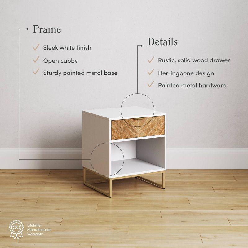 Nathan James Set of 2 Kensi Wood Herringbone Nightstands White