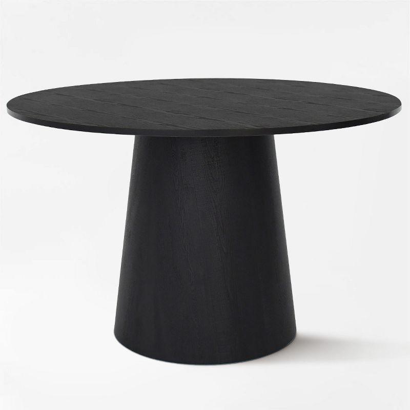 Dwen 46'' Manufactured Wood Foild with Black Grain Paper Round Top Pedestal Dining Table-Maison Boucle