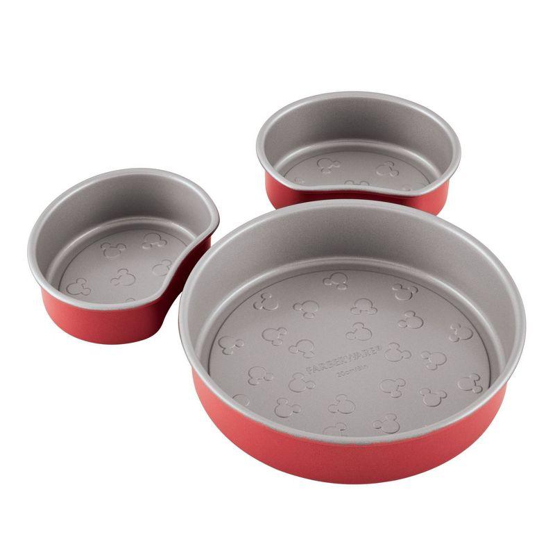 Farberware Disney Bake with Mickey Mouse 3pc Nonstick Mickey Head Cake Pan Set Red: Lifetime Warranty Bakeware Set