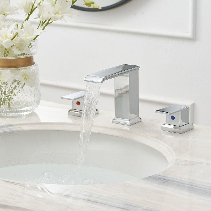 Chrome Waterfall Widespread 2-Handle Bathroom Faucet with Pop-Up Drain