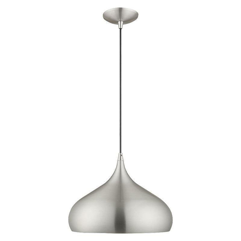 Livex Lighting Metal Shade 1 - Light Pendant in  Brushed Aluminum