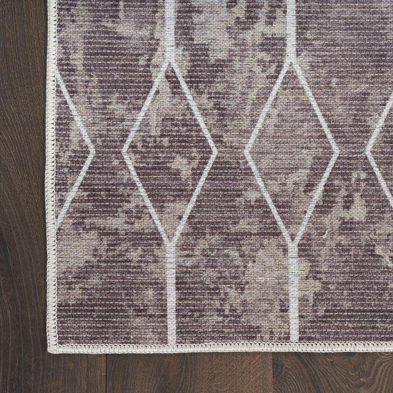 Geometric Machine Washable Polyester/Cotton Area Rug in Mocha