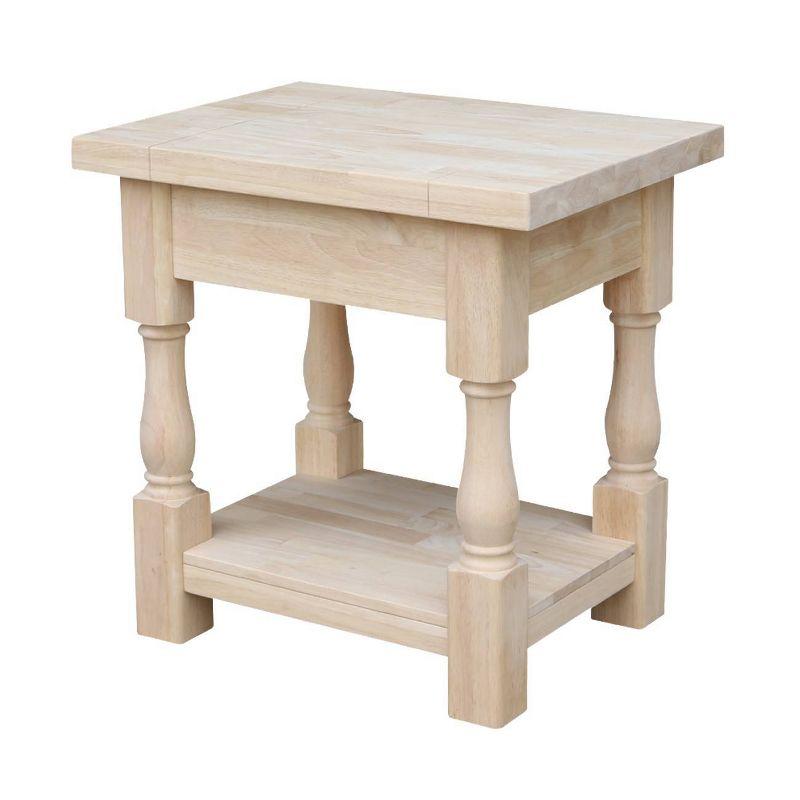 Tuscan Solid Wood Rectangular End Table - Unfinished