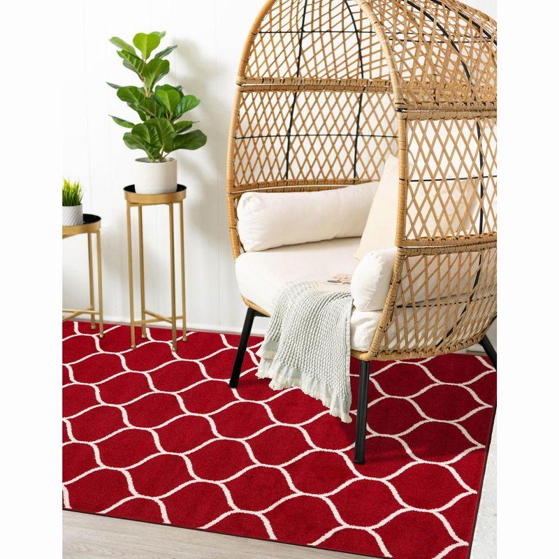 Unique Loom 10' 0 x 14' 0 Trellis Frieze Rounded Red Area Rug