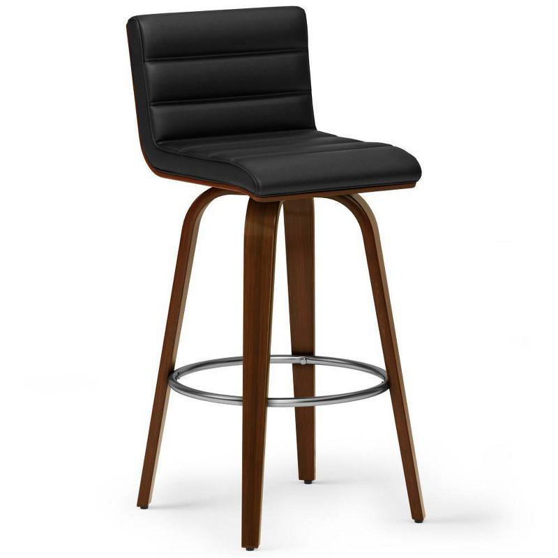 Simpli Home Roland Swivel Upholstered Mid-Century Modern Stool with Padded Seat and Back