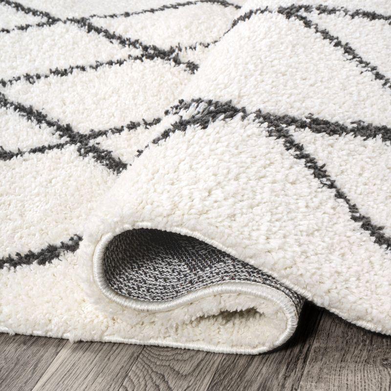 5'x8' Cami Moroccan Style Diamond Shag Area Rug, White - JONATHAN Y