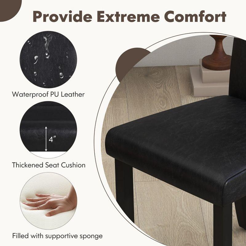 Tangkula Dining Chair Set of 4 w/ Acacia Wood Frame & Rubber Wood Legs Padded Backrest Black