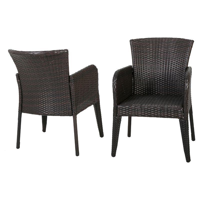 Anaya Set of 2 Wicker Patio Dining Chair - Brown - Christopher Knight Home: Outdoor Seating, Iron Frame, Weather-Resistant