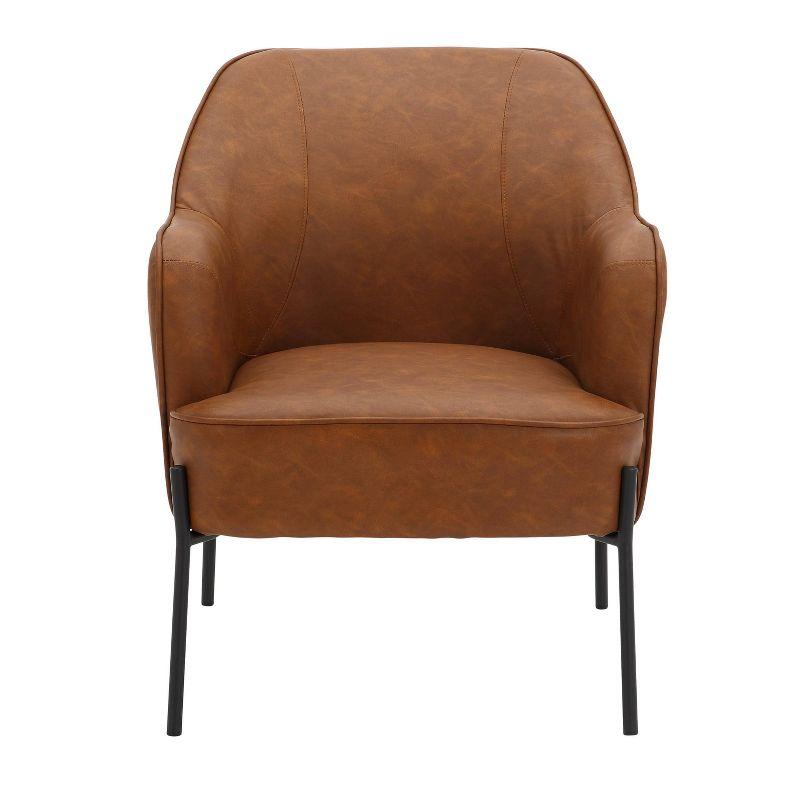 Daniella Contemporary Accent Chair: Faux Leather Bucket Seat, Metal Legs - LumiSource