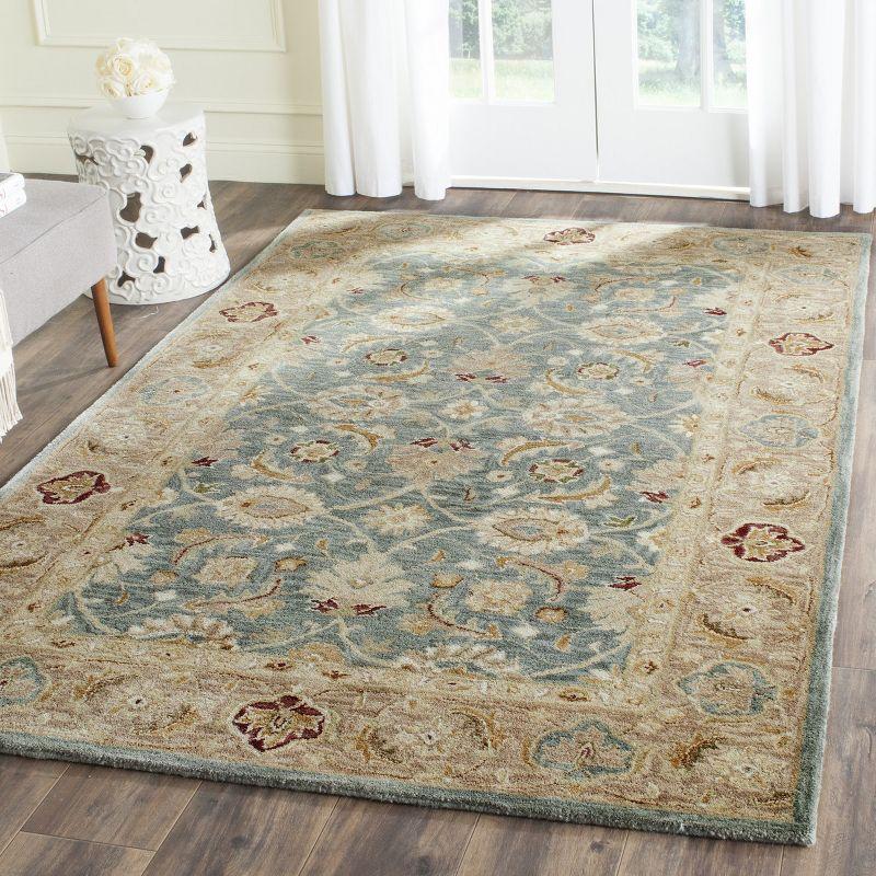 Antiquity AT849 Hand Tufted Indoor Area Rug - Teal Blue/Taupe - 6'x6' - Safavieh