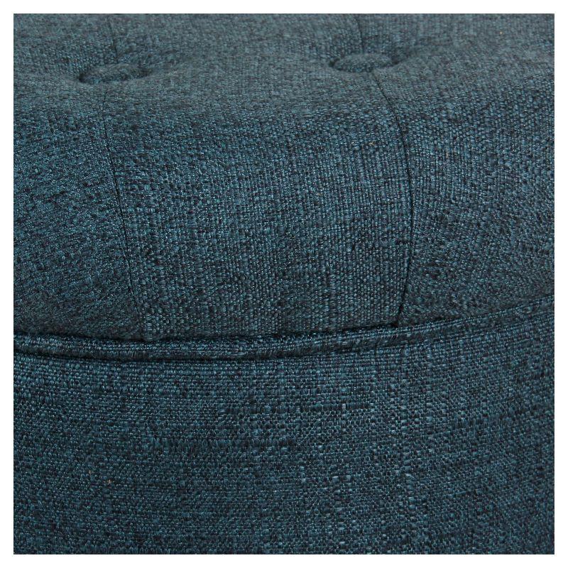 Boho Tufted Storage Ottoman Purple - HomePop: Round, Footstool, Wood Legs, 250lb Capacity