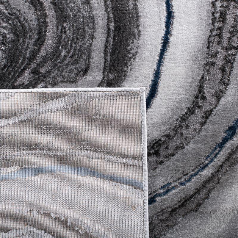 Elysian Abstract Blue/Grey Hand-Knotted 9' x 12' Synthetic Rug