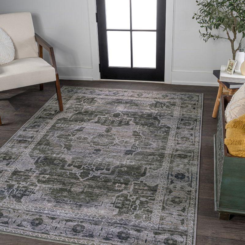 Alanya Ornate Medallion Washable Area Rug - JONATHAN Y