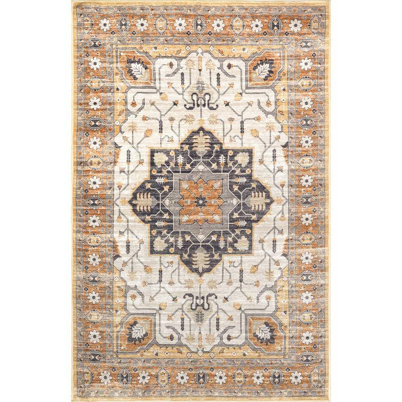 Nuloom Cira Traditional Vintage Machine Washable Indoor Area Rug, 5' x 8', Beige