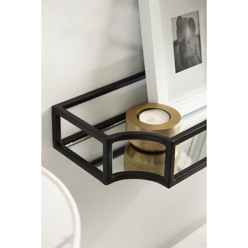 Kate and Laurel Ciel Scalloped Metal Floating Shelf, 2 Piece, Black