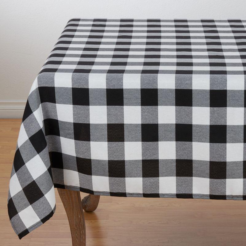 Saro Lifestyle Buffalo Plaid Cotton Blend Tablecloth, Black, 70" x 90"