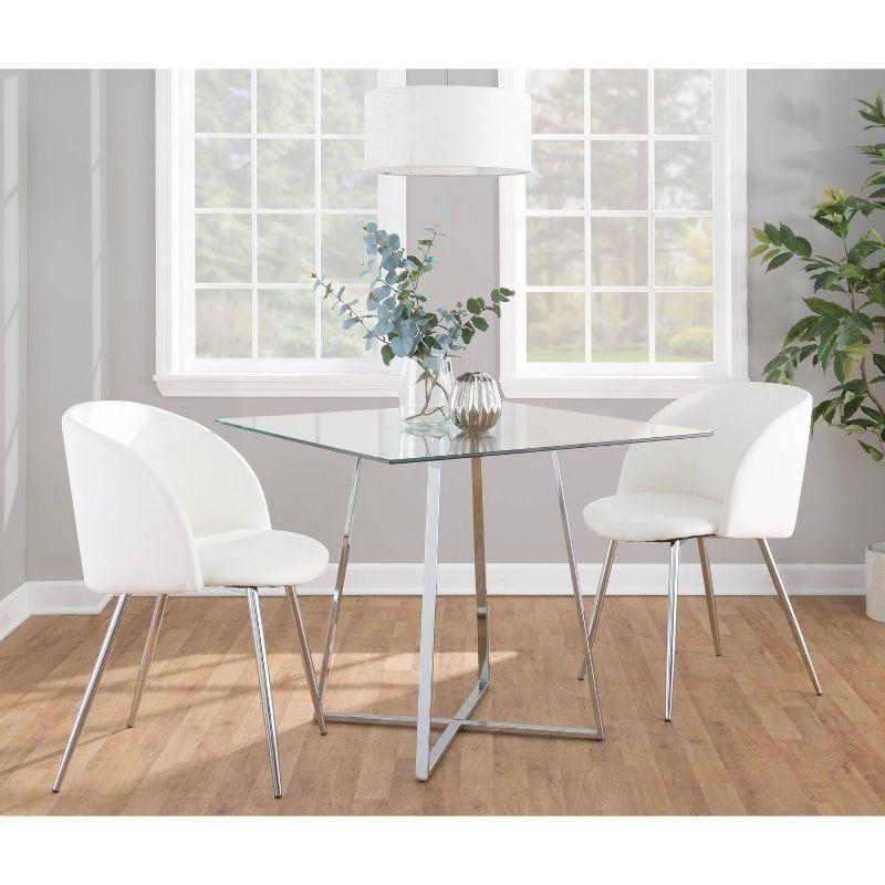 36" Cosmo Square Dining Table Chrome/Clear Glass - LumiSource: Modern Pedestal, Seats 4
