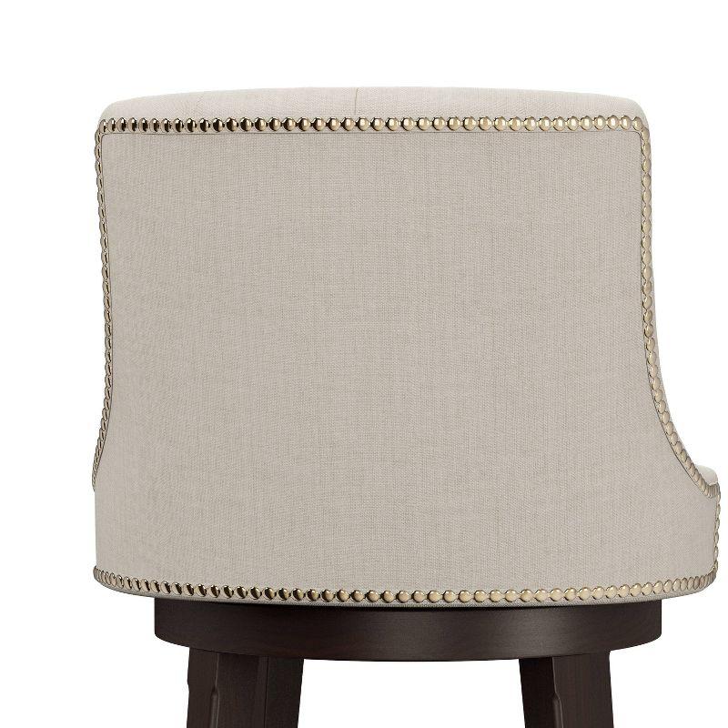 30" Halbrooke Swivel Barstool Smoke/Cream Hillsdale Furniture: Upholstered, Button Tufted, Nailhead Trim