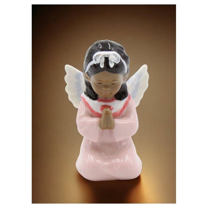 Ceramic Praying Angel Girl Figurine in Pink Dress