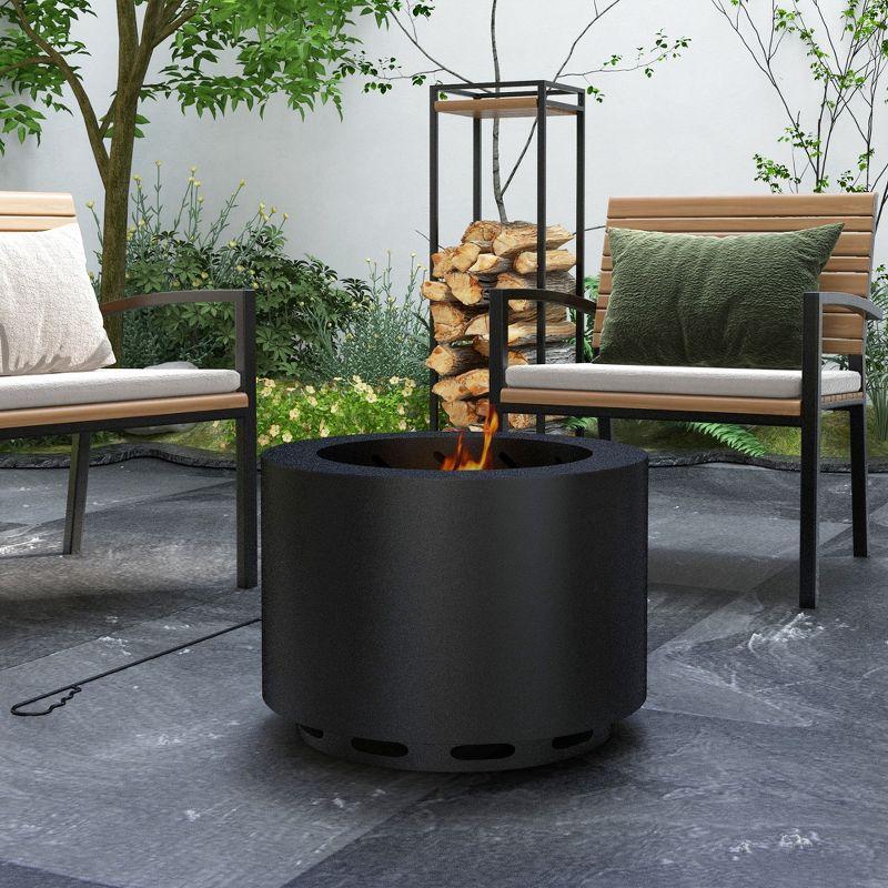 SHANRUGUOJI Outsunny Smokeless Fire Pit, 19" Portable Wood Burning Firepit With Poker, Low Smoke Camping Bonfire Stove For Backyard Patio Picnic, Stainless Steel