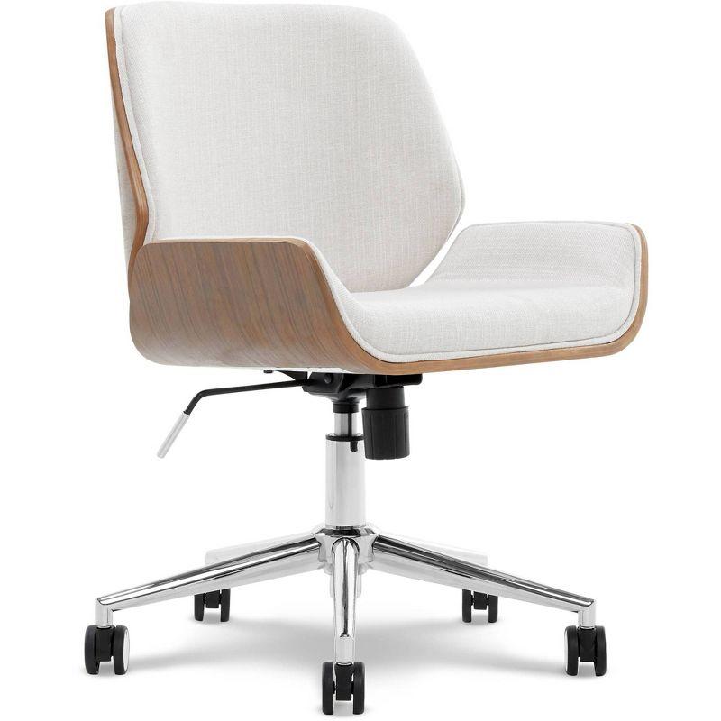 Ivory Bentwood Armless Swivel Task Chair in Tight Weave Fabric