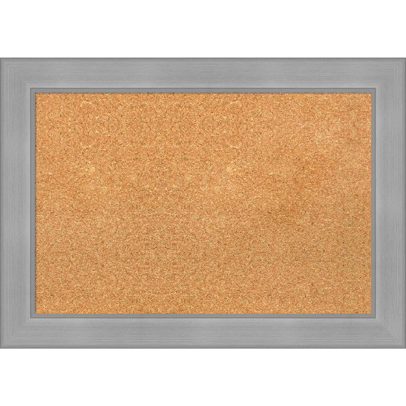 Vista Brushed Nickel Framed Natural Cork Bulletin Board 28" x 20"