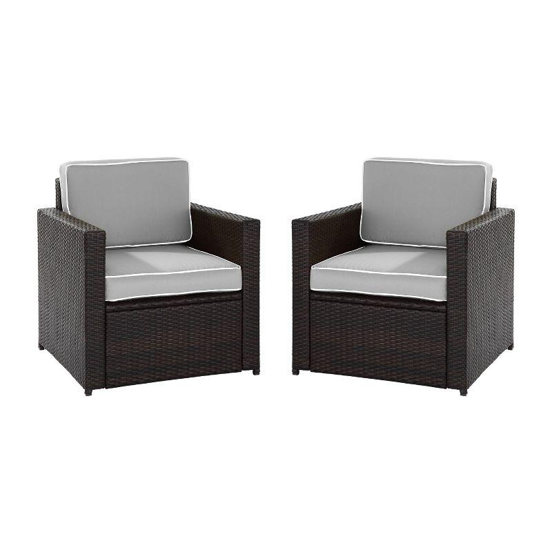 Palm Harbor 2pc Outdoor Wicker Seating Set with Cushions - Two Outdoor Wicker Chairs - Crosley