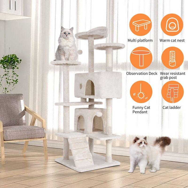 FDW 54in 70in Cat Tree Tower for Indoor Cats,Munlti-Level Cat Furiture Activity Center with Cat Scratching Posts for Kittens Pet Play House