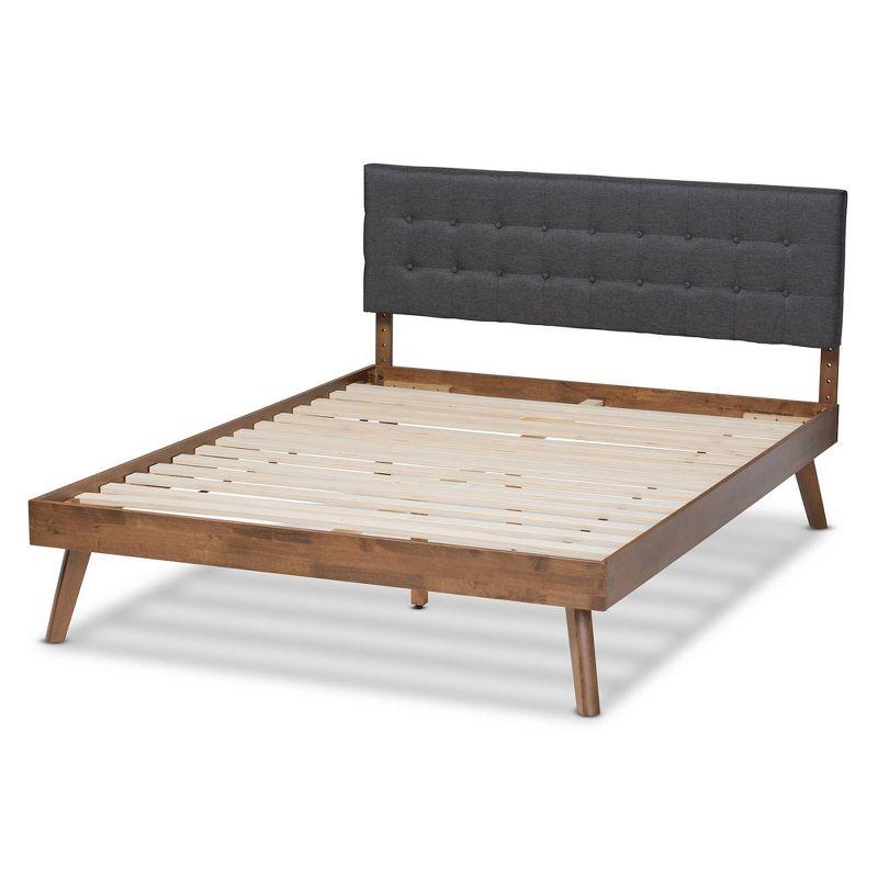 Full Devan Fabric Upholstered Platform Bed with Headboard - Baxton Studio: Mid-Century Modern, No Box Spring Required