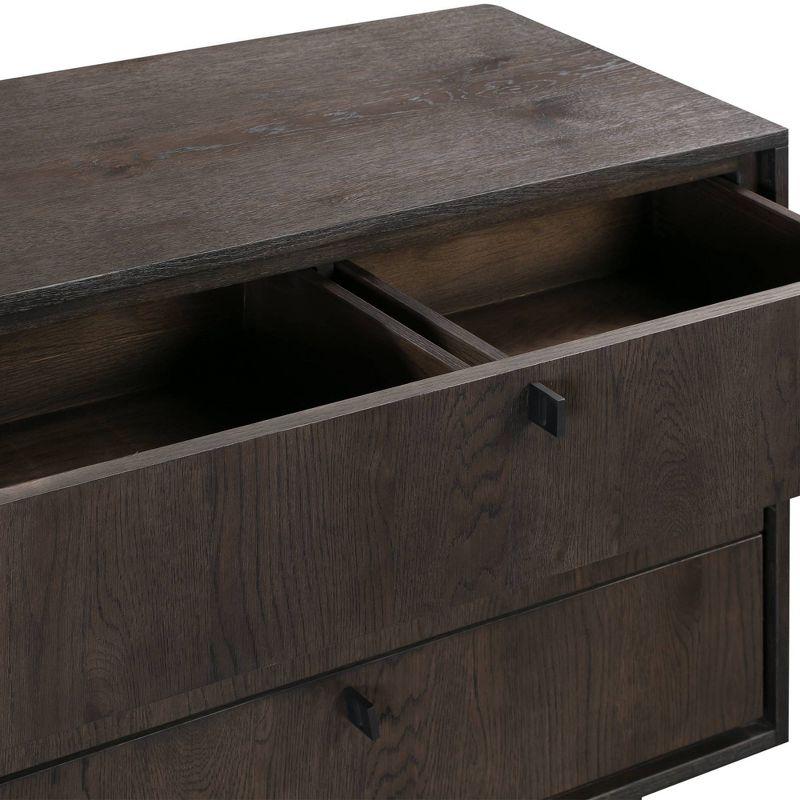 Contemporary Gray and Black Oak Metal 3-Drawer Dresser