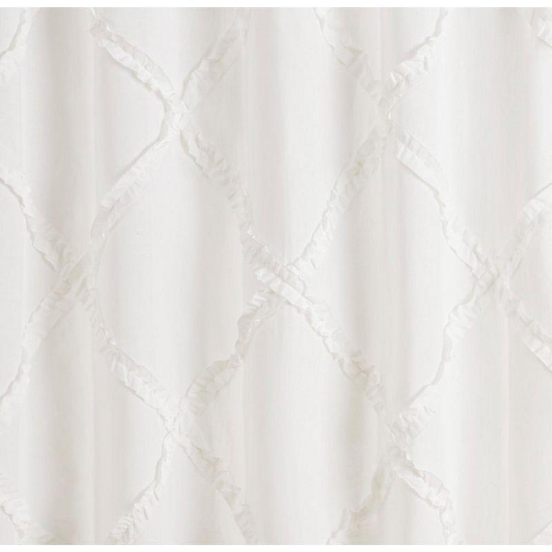 Adelina White Cotton Ruffled Shower Curtain