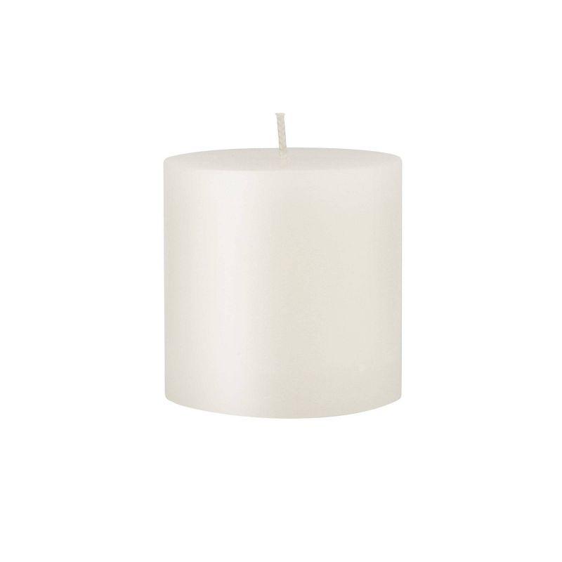 3"x3" 6pk Unscented Flat top Smooth Pillar Candles White - Stonebriar Collection: Machine-Poured, 40hr Burn Time, Cotton Wick