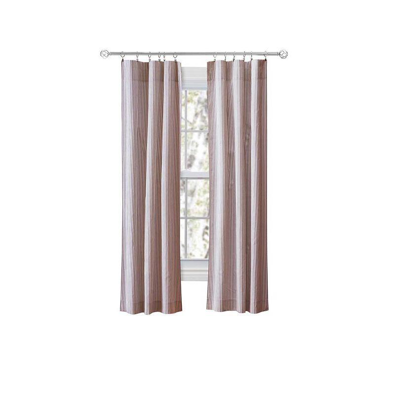 Brick Ticking Stripe Cotton Polyester Light-Filtering Curtains