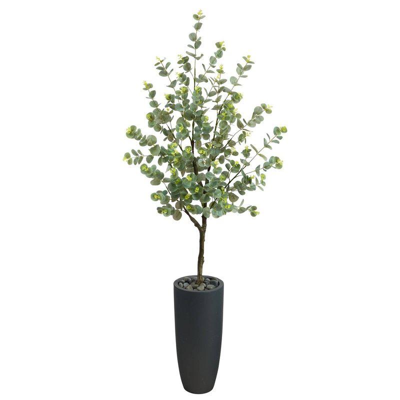 5-Foot Eucalyptus Artificial Tree in Gray Planter