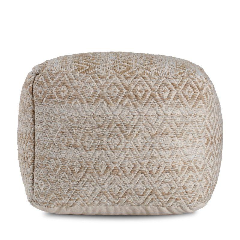 Cherokee Beige and Brown Geometric Woven Pouf