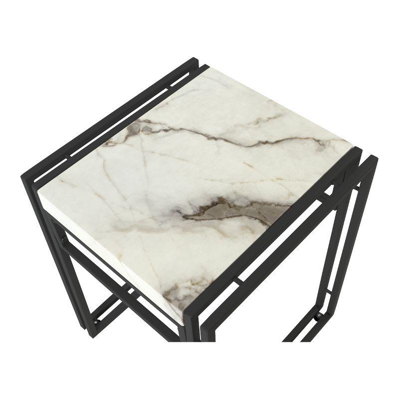 Urban Small Dining Table Set - Black with Faux Marble Top - Atlantic