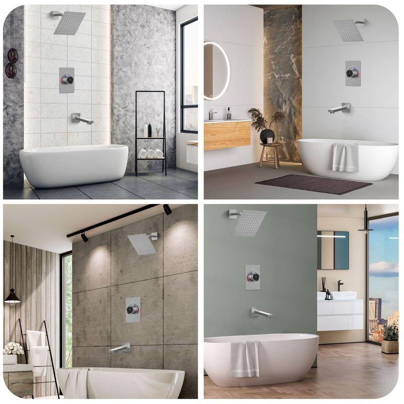 AquaSpa Shower Faucet Set with Tub Spout, 8-Inch Rain Shower Head with Valve