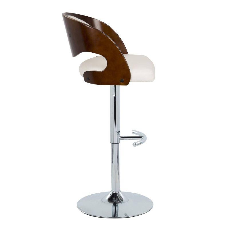 Set of 2 Pino Adjustable Barstools Cherry/White - LumiSource: Upholstered, Footrest, Counter Height