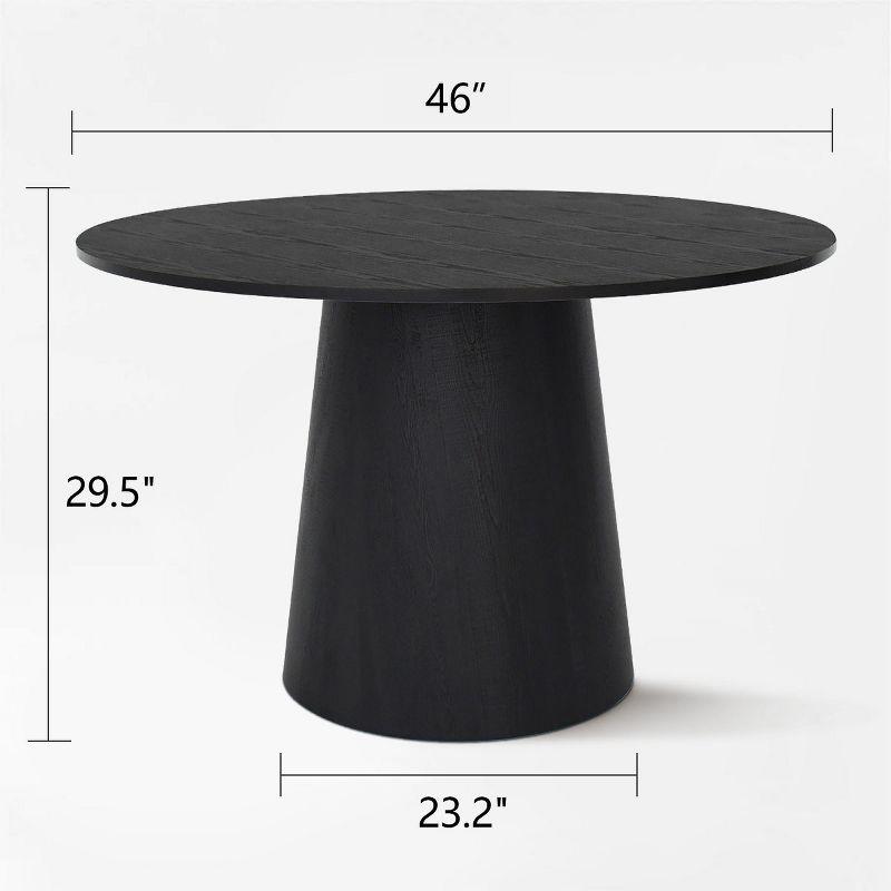 Dwen 46'' Manufactured Wood Foild with Black Grain Paper Round Top Pedestal Dining Table-Maison Boucle