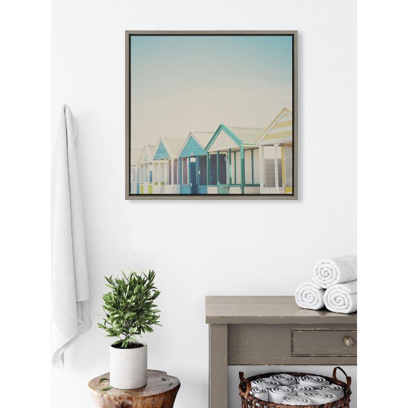 Kate and Laurel Sylvie Beach Hut 2 Framed Canvas by Laura Evans, 22x22, Gray