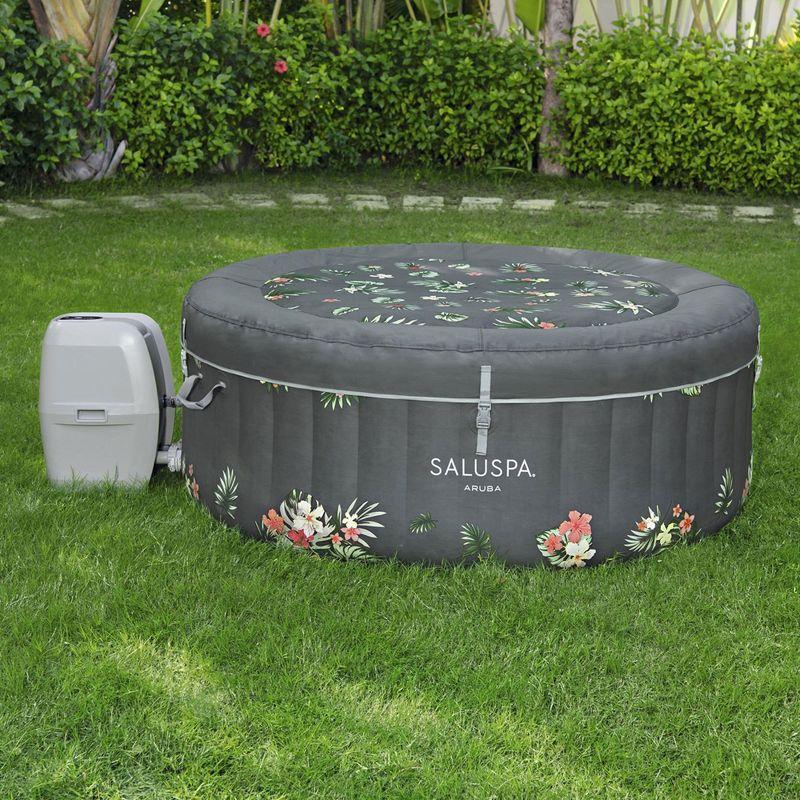 Bestway SaluSpa Aruba AirJet Large Round 2 to 3 Person Inflatable Hot Tub Portable Outdoor Spa with 110 AirJets, Grey