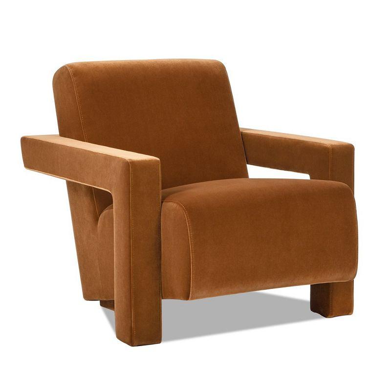 Burnt Orange Velvet Armchair with Square Arms