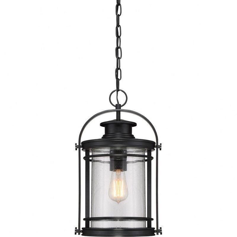 Mystic Black Glass Mini Pendant Light with Brushed Nickel Accents