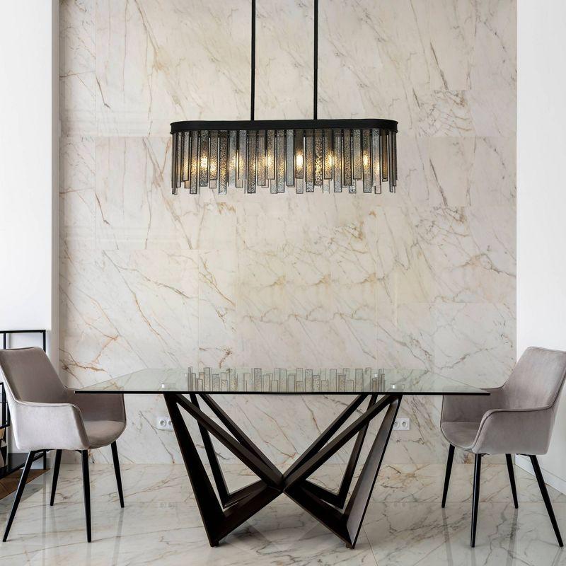 Matte Black and Mercury Glass 6-Light Linear Chandelier