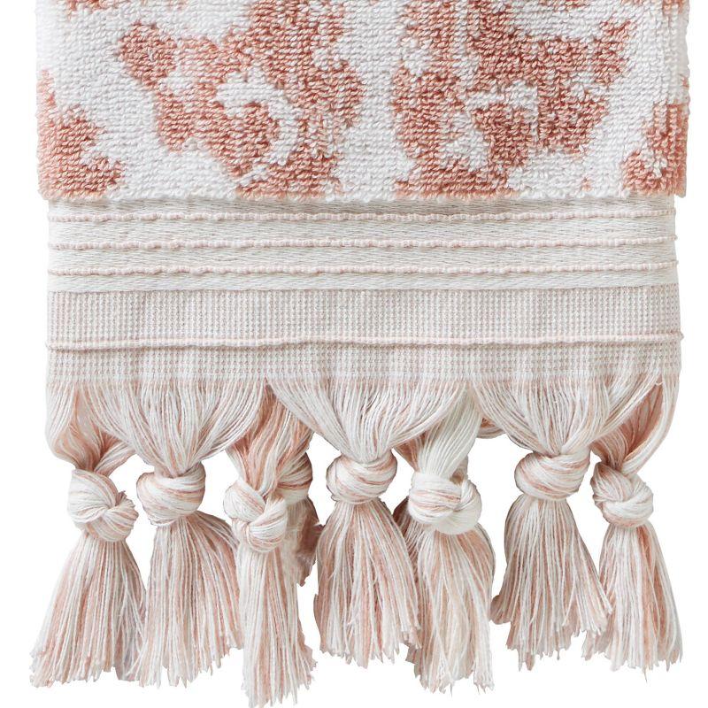 SKL Home 2pc Mirage Fringe Hand Towel Set Blush: 100% Cotton, Jacquard Terry, Bathroom Decor
