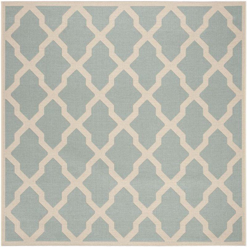 Beach House BHS122 Power Loomed Indoor/Outdoor Area Rug - Aqua/Cream - 6'7"x6'7" - Safavieh