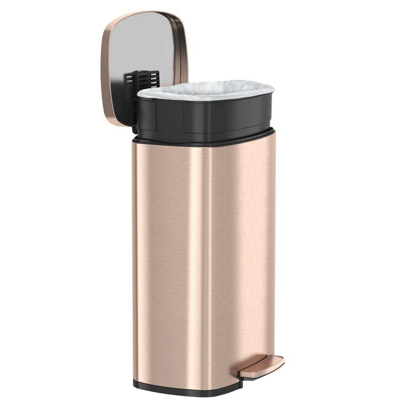 iTouchless SoftStep Step Pedal Kitchen Trash Can with AbsorbX Odor Filter and Removable Inner Bucket 13.2 Gallon Rose Gold Stainless Steel