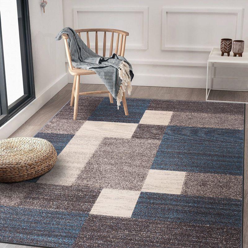 World Rug Gallery Modern Boxes Design Non-slip (Non-skid) Area Rug